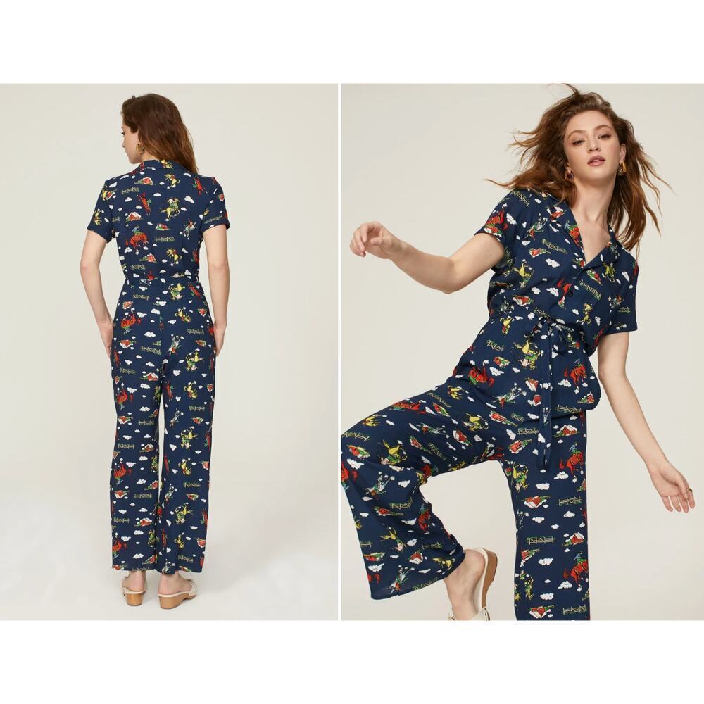 HVN Printed Crepe Rodeo Gia Jumpsuit SZ 6 - Picture 3 of 14